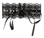 Zwarte geborduurde halsband met steentjes - Afbeelding 2