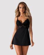 Obsessive - Babydoll Setje Met Kant - Zwart - Afbeelding 3