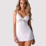 Obsessive - Babydoll Setje Met Kant - Wit