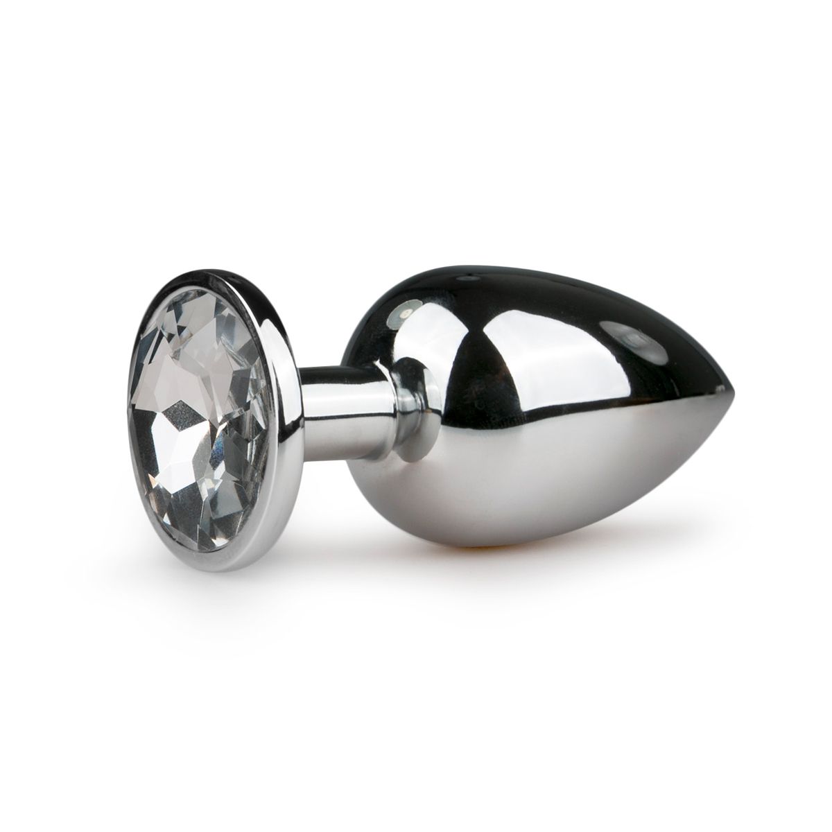 1625142348.ET126CLR Zilverkleurige metalen buttplug met transparant kristal - Afbeelding 1