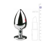 Zilverkleurige metalen buttplug met transparant kristal - Afbeelding 4