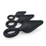 Zwarte buttplugs met trekring - setje - Afbeelding 4
