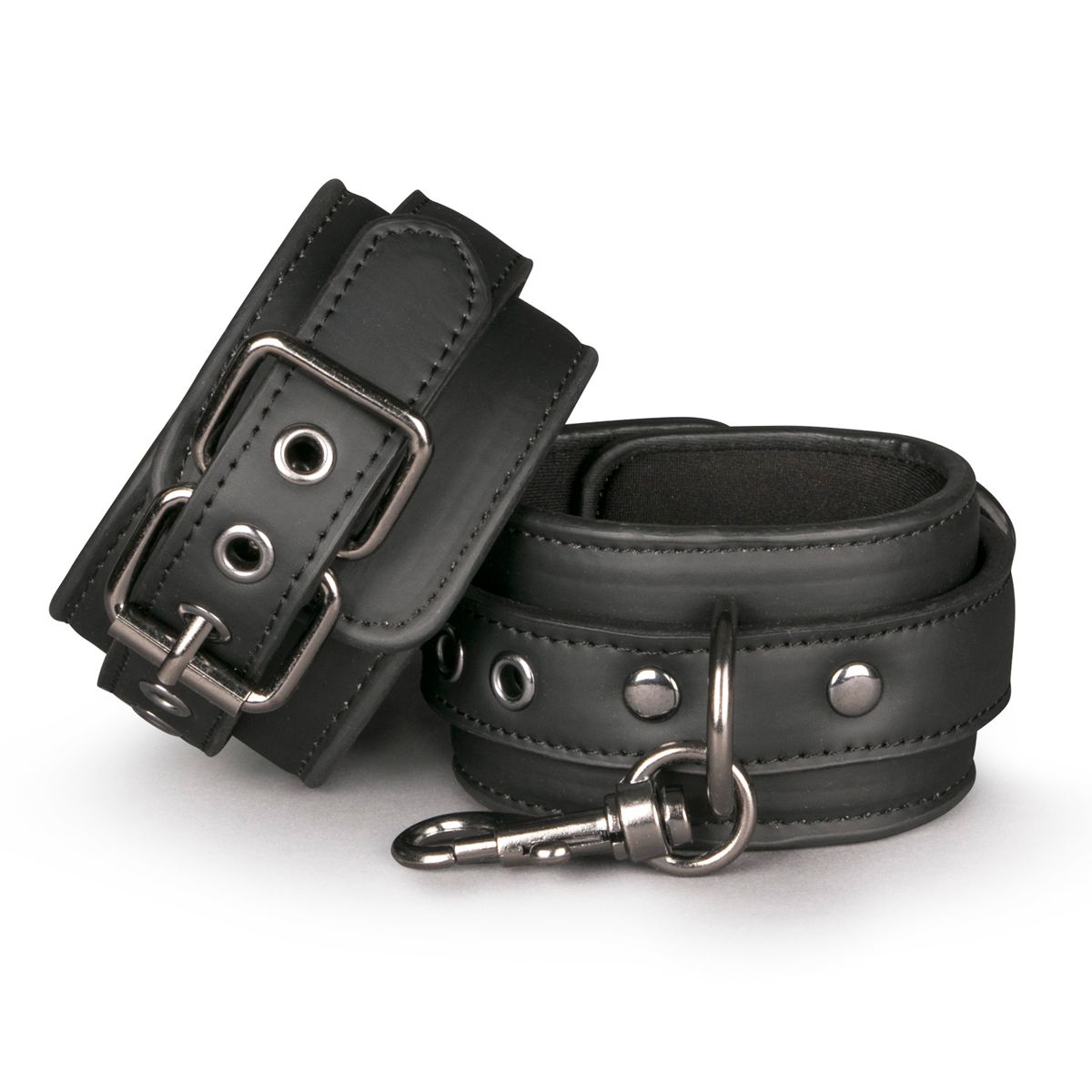 1625143018.ET281BLK Easytoys Fetish - Kunstlederen Handboeien - Zwart - Afbeelding 1