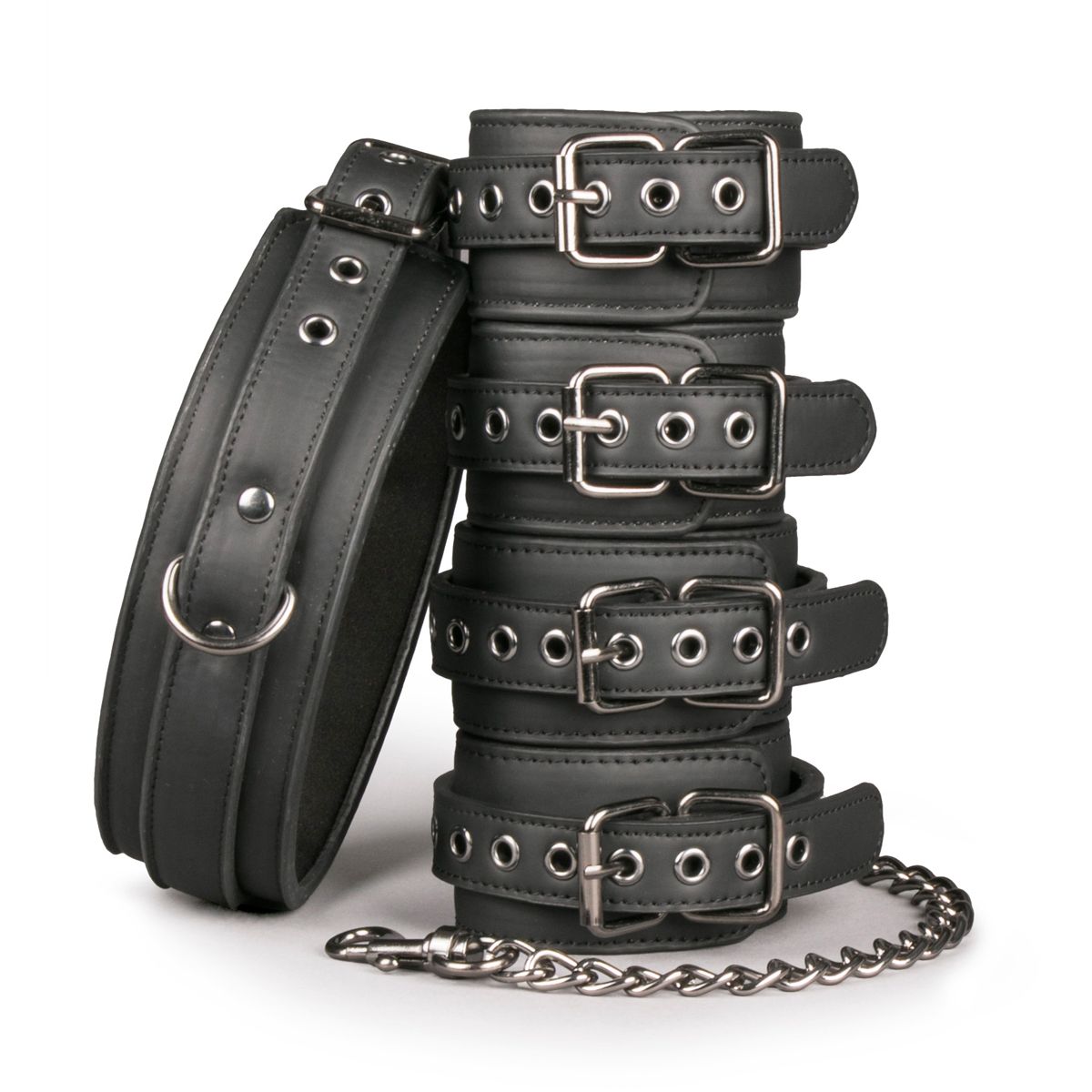 1625143578.ET372BLK Easytoys Fetish - Bondage Set - Halsband en Hand - en Enkelboeien - Afbeelding 1