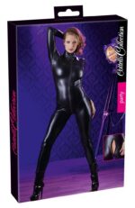 Wetlook Catsuit Met Lange Mouwen En Rits - Zwart - Afbeelding 4