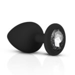 Siliconen Buttplug Met Diamant - Zwart - Afbeelding 3