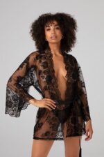 Christine - Kanten Kimono Graceful - Zwart - Afbeelding 4