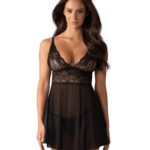 Obsessive - Idillia Babydoll en String - Zwart