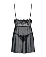 Obsessive - Idillia Babydoll en String - Zwart - Afbeelding 4