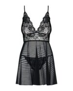 Obsessive - Idillia Babydoll en String - Zwart - Afbeelding 5