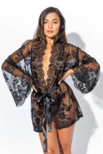 Christine - Kanten Kimono Graceful - Zwart - Afbeelding 9
