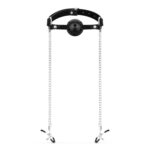 Bedroom Fantasies - Ball Gag met Tepelklemmen - Zwart - Afbeelding 2