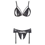 Cottelli Collection - 3-Delige Jarretelset Met Open Cup & Open Kruis - Afbeelding 4