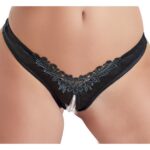 Cottelli Collection - Open Kruis String Met Parels - Zwart